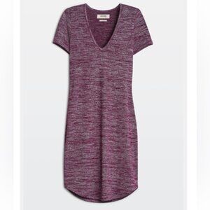 Aritzia Golden TNA INLAND Knit Stretch Dress V Neck Bodycon Heathered Round M